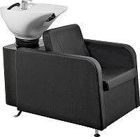  Hairway Waschplatz "GENT", Sitz schwarz, Waschbecken weiß 